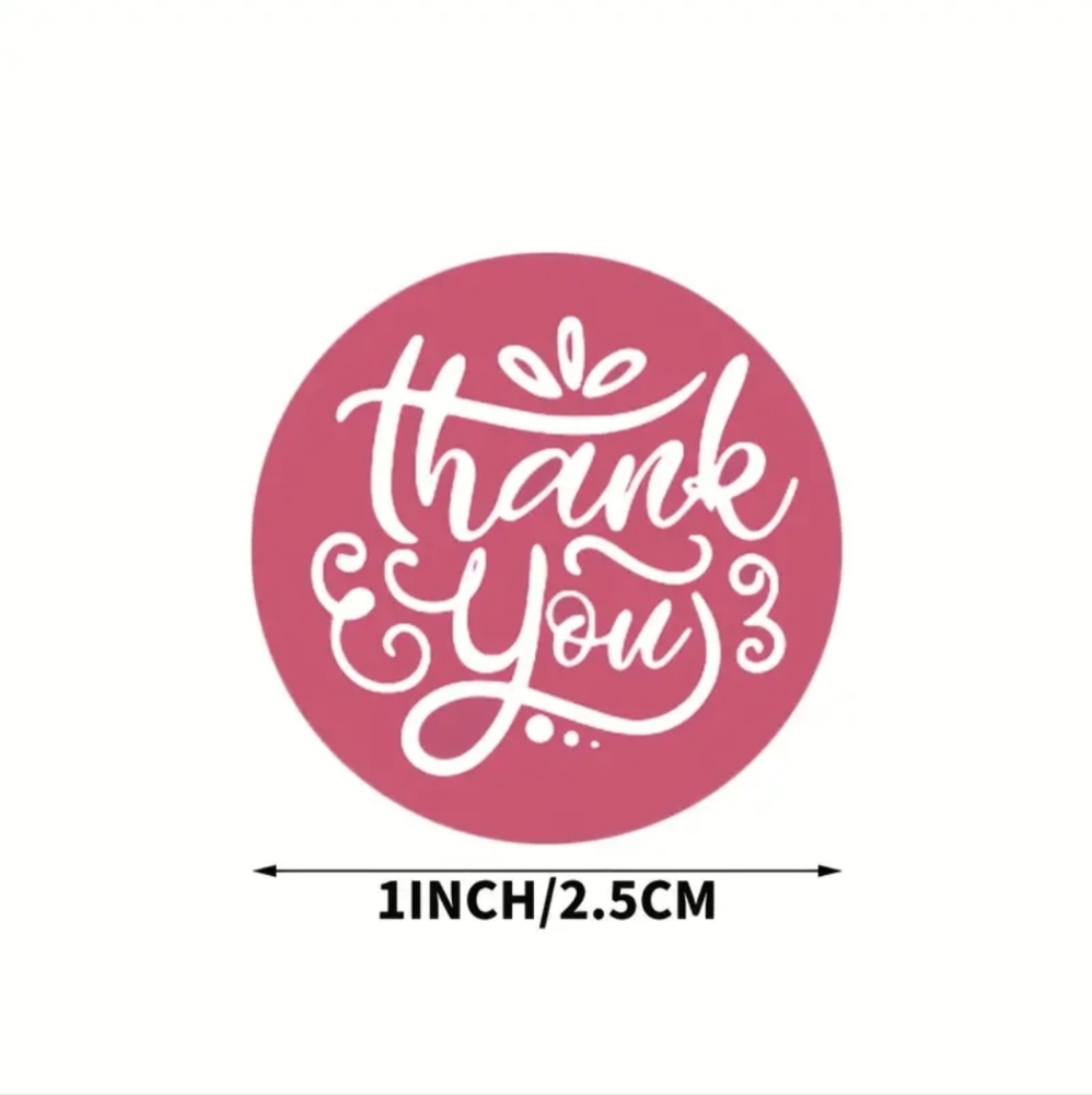 One Variety Roll of 500 Thank You Stickers - One Inch, 8 Colors & Styles - Picture 2 of 3